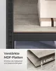 Close-up view of a shelf with boxes and a detail shot of material thickness. Produktbild-Vorschau