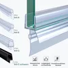 A collage of different shower door seals and a close-up of one seal attached to glass. Produktbild-Vorschau
