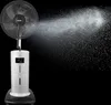 A white misting fan is shown against a black background, with a spray of mist emanating from the fan head. Podgląd zdjęcia produktu