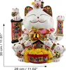 Glückskatze Maneki-Neko Familie Porzellan 30cm weiß Produktbild-Vorschau 5