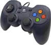 A dark gray Logitech game controller is shown from a diagonal angle against a white background. Produktbild-Vorschau