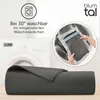 A dark gray blanket is shown rolled up in the foreground, with a washing machine and a laundry bag in the background. Anteprima dell’immagine prodotto