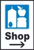 Shop Schild mit Pfeil rechts A6 Rückseite selbstklebend Produktbild-Vorschau 1