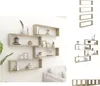 A set of wooden cube shelves mounted on a white wall, with some decorative items placed on them. Náhled obrázku produktu