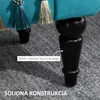 Close-up of the legs and tassels of a teal upholstered bench. Produktbild-Vorschau