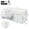 A diagram of a white bunk bed with dimensions and labels. Produktbild-Vorschau