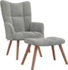 A light gray velvet armchair with a matching ottoman, both supported by wooden legs, presented against a white background. Náhľad obrázku produktu