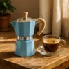 Espressokocher 3 Tassen Aluminium Blau Mokkakanne Produktbild-Vorschau 2