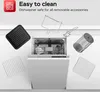 A dishwasher with various accessories for an air fryer is shown, highlighting the ease of cleaning. Produktbild-Vorschau