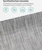 A close-up of a textured grey fabric with text and icons above. Produktbild-Vorschau