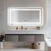 A modern bathroom vanity with a large LED mirror above it. Podgląd zdjęcia produktu