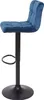 A blue velvet bar stool with a black base and stem, shown against a white background. Voir les images du produit