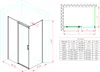 A technical drawing and a size chart for a shower enclosure. Produktbild-Vorschau