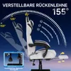 A gaming chair with adjustable backrest features highlighted with angles and text. Náhled obrázku produktu