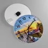 Wanduhr - Rund - Glasuhr - See Boot Wasser - 40x40cm - Produktbild-Vorschau 2