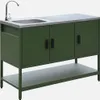 sweeek - Outdoor-Küche aus Stahl mit Spüle L120 cm - Grün Produktbild-Vorschau 1