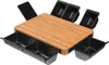 A multi-functional bamboo cutting board with integrated storage compartments. Produktbild-Vorschau