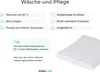 Care instructions for a white towel, with a folded towel shown on the right. Produktbild-Vorschau