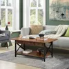 COSTWAY Table basse, table basse avec étagère, table de Voir les images du produit 2