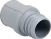 A gray plastic drain hose end piece with ribbed texture on one end and a smooth opening on the other. Produktbild-Vorschau