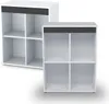 Two white storage units with dark gray top accents are shown, with one unit slightly behind the other and to the left. Produktbild-Vorschau