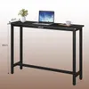 A black bar table with a laptop, a vase of flowers, and a cup of coffee on it. Dimensions are indicated with text overlays. Náhľad obrázku produktu