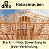 A close-up view of the wooden framing of a building under construction, with text and a logo at the top and bottom. Produktbild-Vorschau