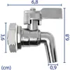 A close-up view of a stainless steel tap with dimensions indicated by measurement lines and numbers. Produktbild-Vorschau