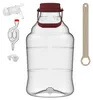 A clear shot of a 15-liter plastic wine fermenter with various accessories, including a spigot, airlock, and a wrench. Produktbild-Vorschau