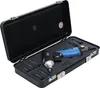 A black metal case containing a blue and black air impact wrench and several sockets. Náhled obrázku produktu