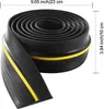 A rolled-up black rubber garage door seal with a yellow stripe, with dimensions indicated by text overlays. Produktbild-Vorschau