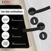 A product image showing door handles and their included accessories, with text detailing the contents of the set. Produktbild-Vorschau