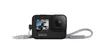 A black GoPro camera with a wrist strap attached, shown against a white background. Anteprima dell’immagine prodotto