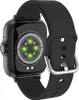 The back of a black smartwatch with a green heart rate sensor. Voir les images du produit