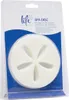 A product packaged in clear plastic for retail sale. The packaging has a blue background with white text and a white disc-shaped product with cutouts. Produktbild-Vorschau