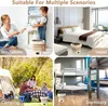 Collage showing a portable washing machine in different settings: household, hotel, camping, and dormitory. Produktbild-Vorschau