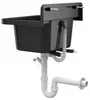A black sink with plumbing attached, shown against a white background. Podgląd zdjęcia produktu