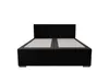 A black upholstered bed with a slatted headboard and two light gray mattress bases, shown from the front. Voir les images du produit