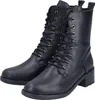 A pair of black lace-up boots on a white background. Podgląd zdjęcia produktu