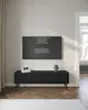 A modern living room with a black TV stand and a TV displaying credits. Anteprima dell’immagine prodotto