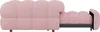 A pink sofa bed is shown from the side, with the bed portion extended. Produktbild-Vorschau