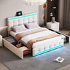A modern bedroom with a bed featuring LED lighting and storage drawers. Anteprima dell’immagine prodotto
