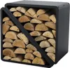 A black metal firewood rack filled with logs. Produktbild-Vorschau