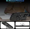 A person is writing at a desk while a phone case with a kickstand is displayed. Produktbild-Vorschau