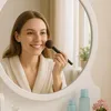 Coiffeuse avec miroir rond et tabouret pour la chambre Voir les images du produit 3