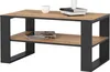 A coffee table with a wood-tone top and shelf, supported by a black metal frame. Náhľad obrázku produktu