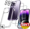 A product image showcasing a clear phone case, screen protector, and camera lens protector for a smartphone, along with a "5in1" badge with the German flag. Produktbild-Vorschau