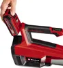 A hand is inserting a battery into a red and black leaf blower. Produktbild-Vorschau