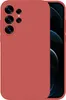 A close-up view of the back of a red smartphone case with a camera cutout. Produktbild-Vorschau