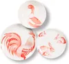 Three ceramic plates with red animal illustrations are arranged on a white background. Podgląd zdjęcia produktu